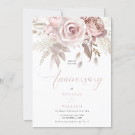 Invitation Anniversaire de la Mariage Rose floue