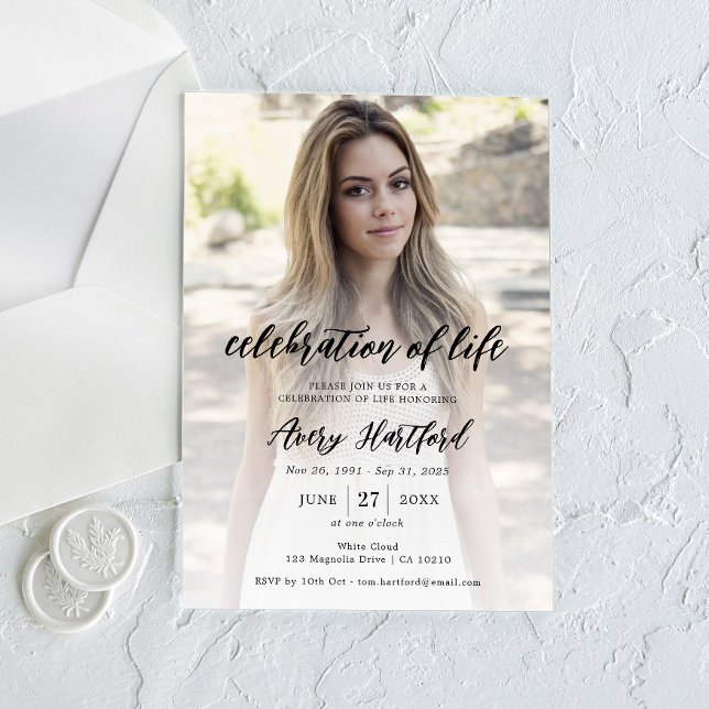 Invitation Anniversaire de la mort Célébration de la vie Mémo (Créateur téléchargé)