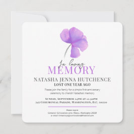 Invitation Anniversaire de la mort violet photo de la fleur d