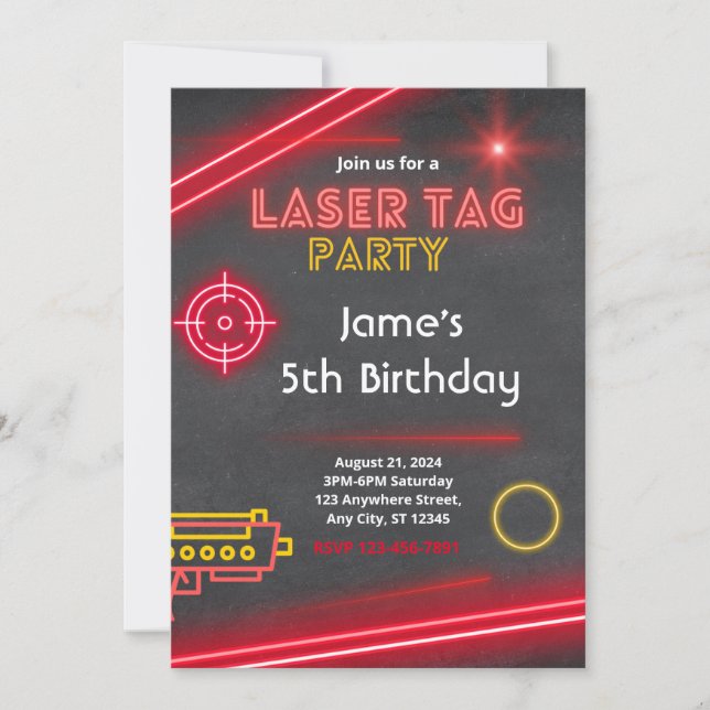 Invitation Anniversaire de la partie laser excitan (Devant)