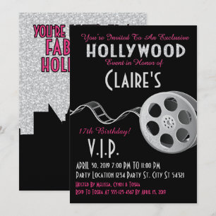 Invitation Anniversaire de la Parties scintillant d'Hollywood