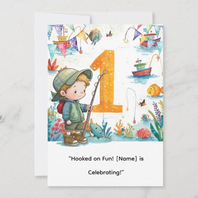 Invitation Anniversaire de la pêche pour Little Anglers Party (Devant)