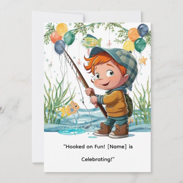Invitation Anniversaire de la pêche pour Little Anglers Party (Devant)