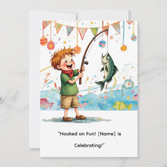 Invitation Anniversaire de la pêche pour Little Anglers Party (Devant)