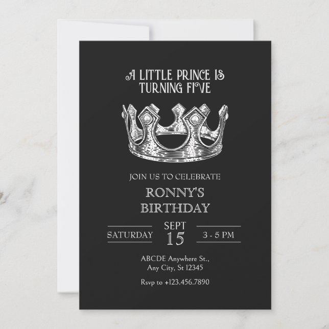 INVITATION ANNIVERSAIRE DE LA PETITE COURONNE DU PRINCE (Devant)