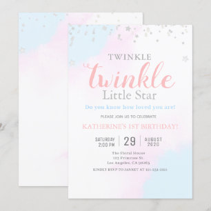 Invitation Anniversaire de la petite étoile Neutral Girl & Bo
