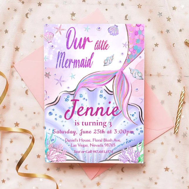 Invitation Anniversaire De La Petite Sirène Sous La Fête De L (Créateur téléchargé)