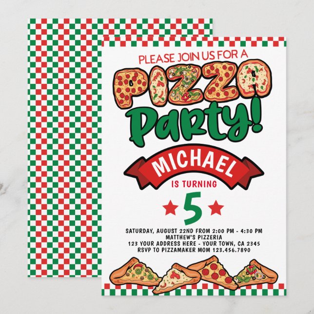 Invitation Anniversaire de la Pizza (Devant / Derrière)