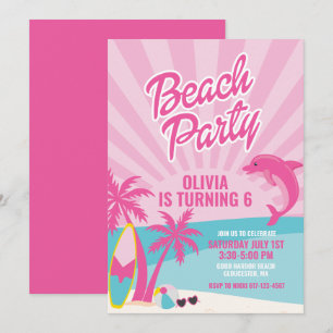 Invitation Anniversaire de la plage de Pink Malibu
