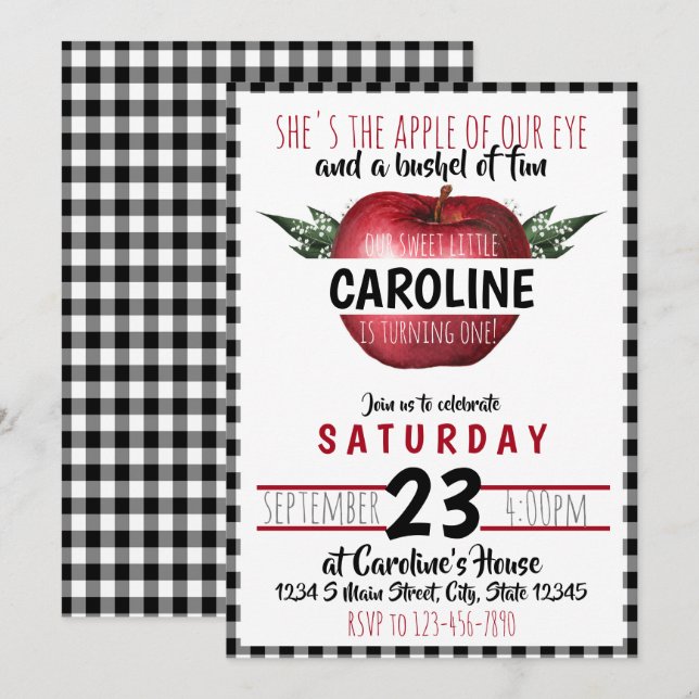 Invitation Anniversaire de la pomme (Devant / Derrière)