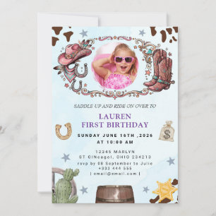 Invitation Anniversaire de la première course de Cowgirl rose