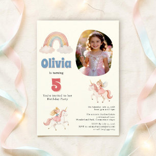 Invitation Anniversaire de la princesse licorne pastel fantai