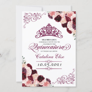 Invitation Anniversaire de la Quinceanera de la Bourgogne ros