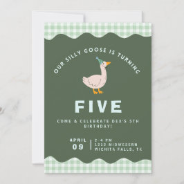 Invitation Anniversaire de la Silly Goose à carreaux verts