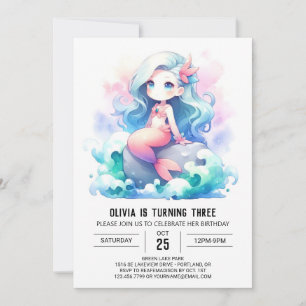 Invitation Anniversaire de la Sirène Adorable Sous la Mer
