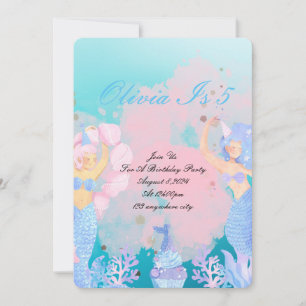 Invitation anniversaire de la sirène de mer