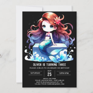 Invitation Anniversaire de la sirène d'océan moderne
