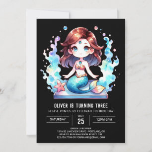 Invitation Anniversaire de la sirène marine personnalisée