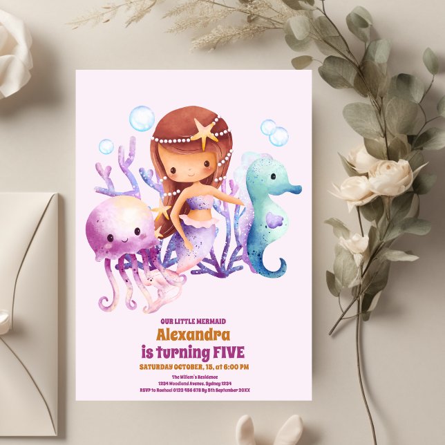 Invitation Anniversaire De La Sirène Sous La Fête De La Mer (Créateur téléchargé)