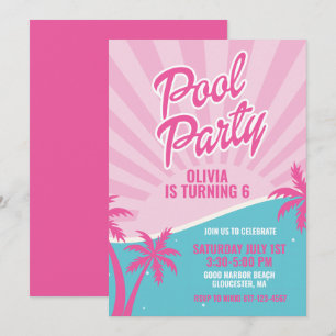 Invitation Anniversaire de la soirée Pink Malibu