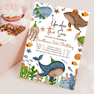 Invitation Anniversaire de la Tortue de Mer Requin Baleine So