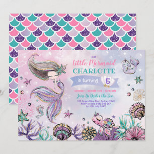 Invitation Anniversaire de la tortue des sirènes de mer Narwh