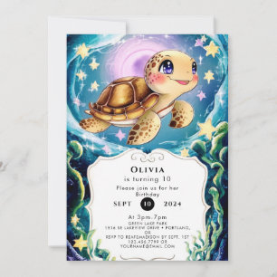 Invitation Anniversaire de la tortue sous-marine de Boho colo