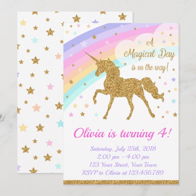 Invitation Anniversaire de la Unicorn, Parti de la (Devant / Derrière)