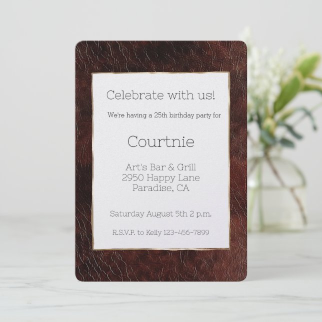 Invitation Anniversaire de la vache Brown en cuir du sud-oues (Debout devant)