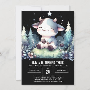 Invitation Anniversaire de la vache éditable rustique