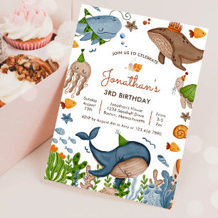 Invitation Anniversaire de la vie sous-marine requin baleine 