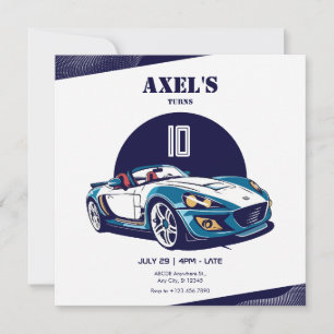 Invitation anniversaire de la voiture Blue Sport
