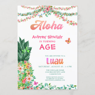 Invitation Anniversaire de l'ananas floral tropical Luau