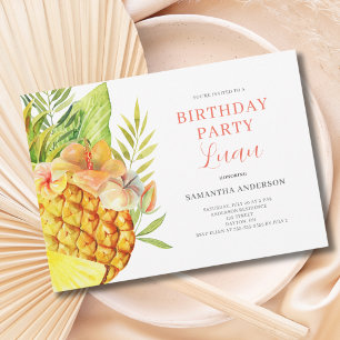 Invitation Anniversaire de l'ananas tropical Luau