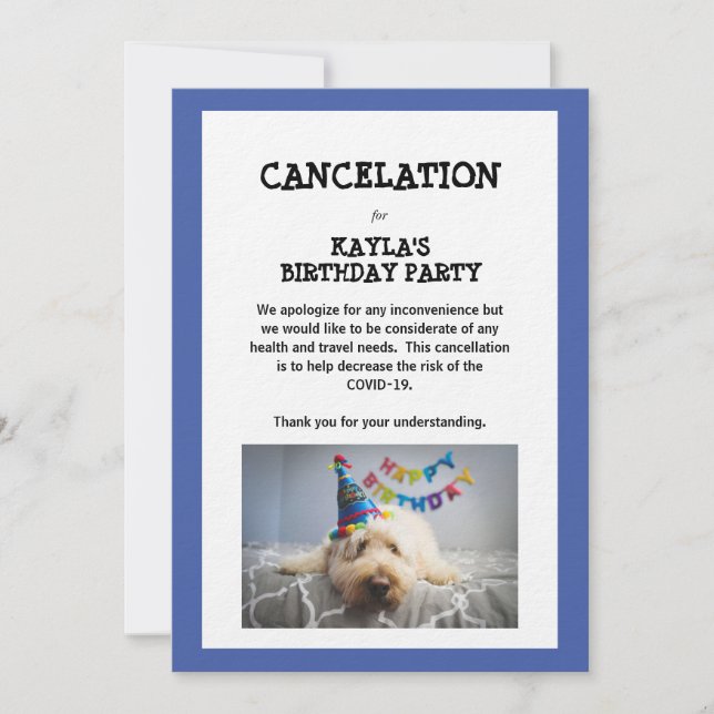 Invitation Anniversaire de l'annulation - Corona Virus (Devant)