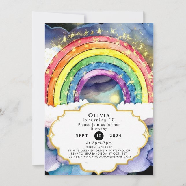 Invitation Anniversaire de l'arc-en-ciel magique des enfants  (Devant)