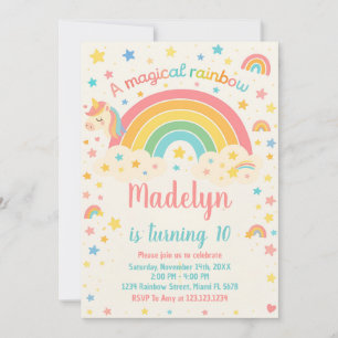 Invitation Anniversaire de l'Arc-en-ciel Unicorn