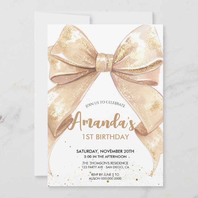 Invitation anniversaire de l'arc parties scintillant (Devant)