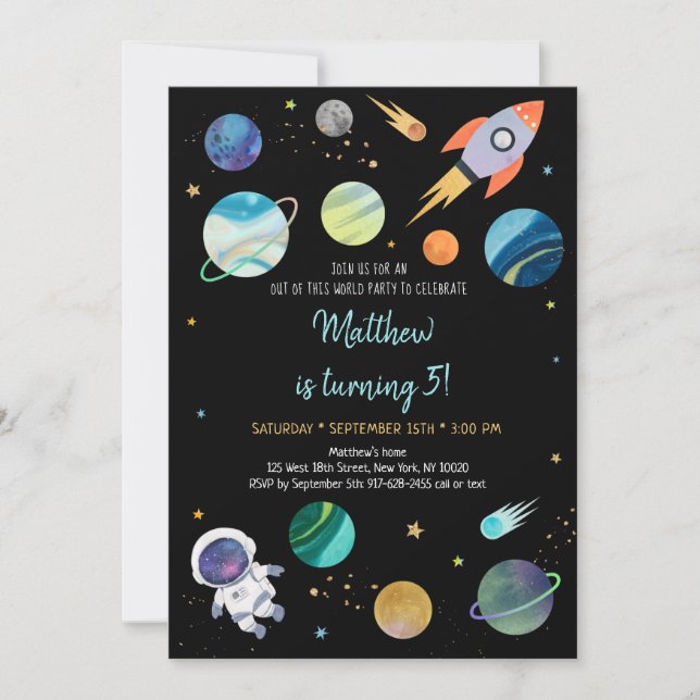 Invitation Anniversaire de l'astronaute (Devant)