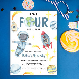 Invitation Anniversaire de l'astronaute dans l'espace quatriè