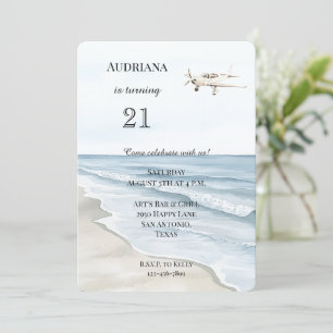 Invitation Anniversaire de l'avion de la plage Ocean