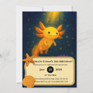 Invitation Anniversaire de l'Axolotl Golden Glow
