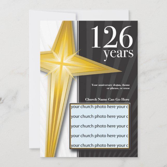 Invitation Anniversaire de l'Église de 126 ans personnalisabl (Devant)