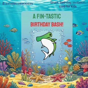 Invitation Anniversaire de l'enfant avec nageoire de requin m