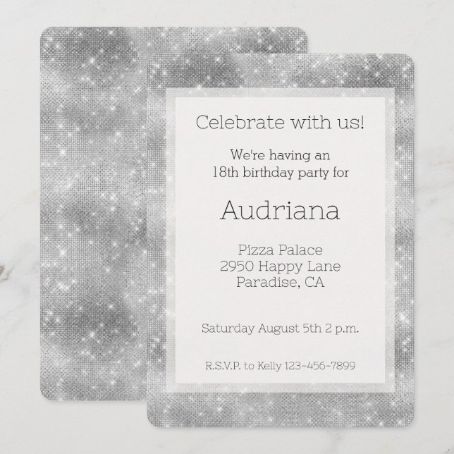 Invitation Anniversaire de l'étincelle argentée de Bourgogne (Devant / Derrière)