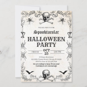 Invitation Anniversaire de l'Halloween crâne vintage