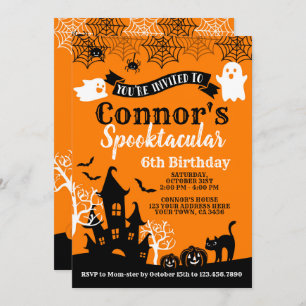 Invitation Anniversaire de l'Halloween orange et noir