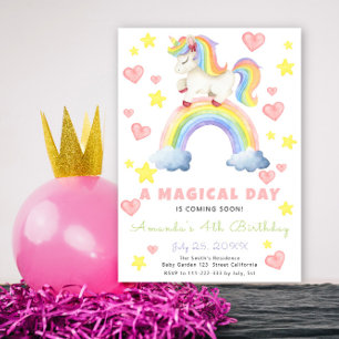 Invitation Anniversaire de Licorne de Arc-en-Ciel Magique