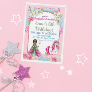 Invitation Anniversaire de Licorne Princesse Noire Magique