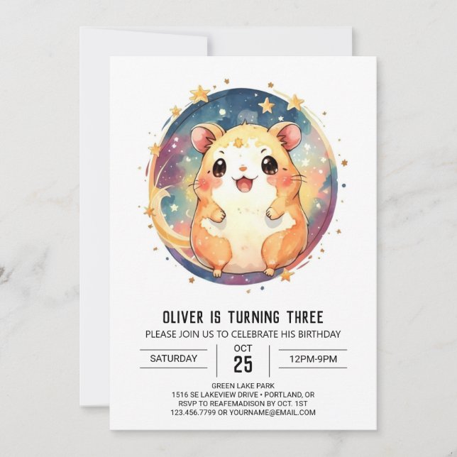 Invitation Anniversaire de Little Hamster en ligne (Devant)
